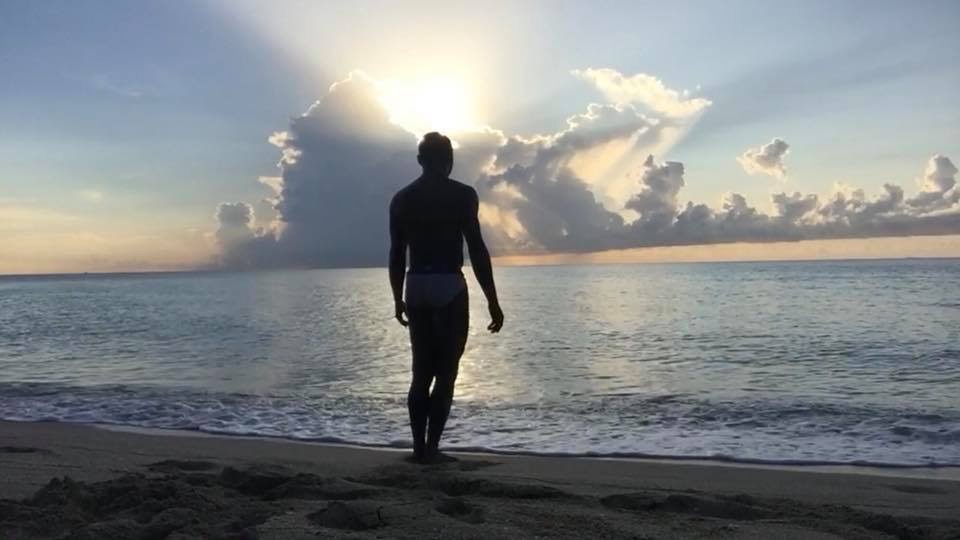 Beach sunset silhouette